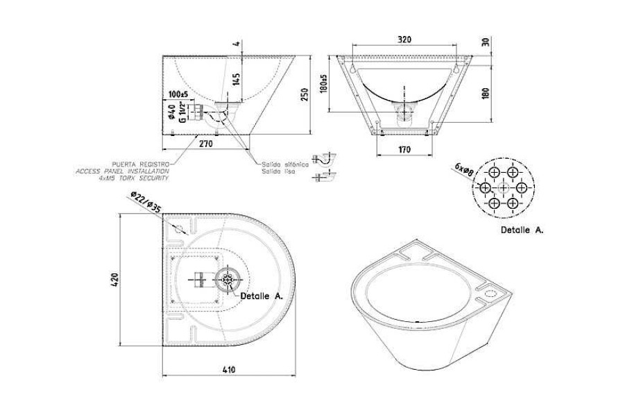 Sanitarios Acero Inox PrestoEquip | Lavabo Prestosan Inox Cono Prestoequip 88853