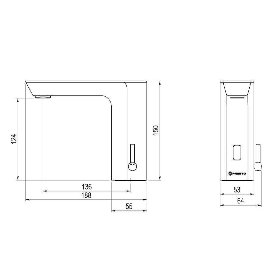 Grifer A De Ba O Presto Iberica | Grifo Electr Nico Temporizado Sensor Para Lavabo Mezclador Presto Xt Elec Lm Presto