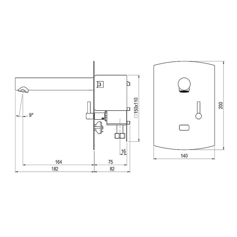 Grifer A De Ba O Presto Iberica | Grifo Temporizado Lavabo Mezclador Mural Por Sensor Accionamiento Mediante Sensor. Presto Domo Sensia Pm 79251 Presto Iberica