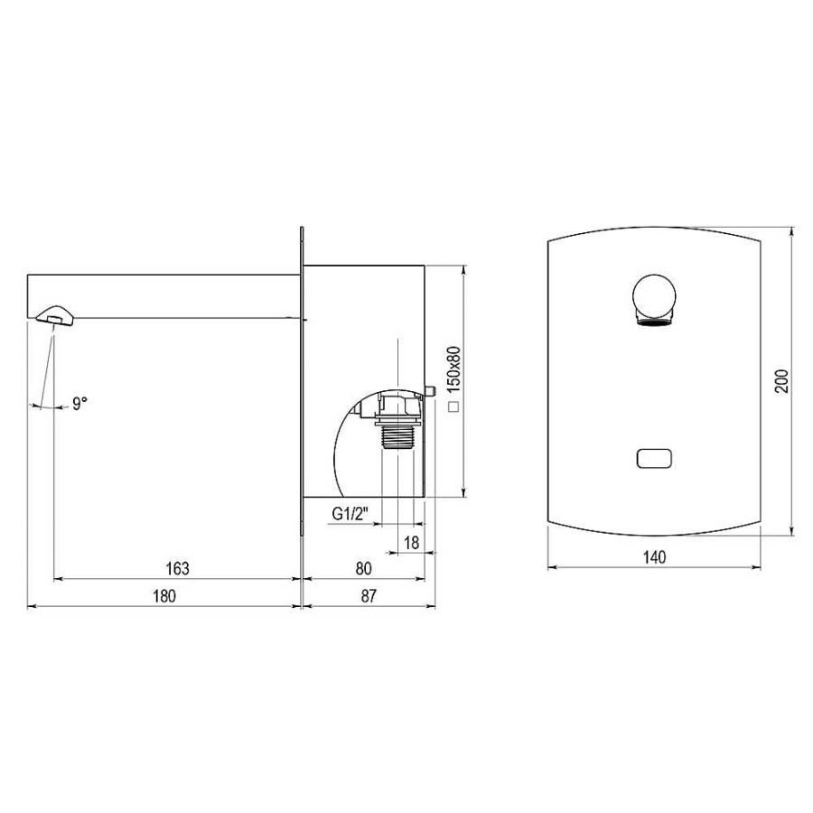 Grifer A De Ba O Presto Iberica | Grifo Temporizado Lavabo Un Agua Mural Por Sensor Accionamiento Mediante Sensor. Presto Domo Sensia P 79225 Presto Iberica