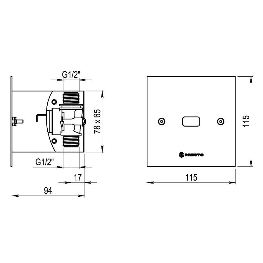 Grifer A De Ba O Presto Iberica | Grifo Temporizado Urinario Sensor Empotrado Accionamiento Mediante Sensor. Presto Domo Sensia Ue Cuadrado 78603 Presto Iberica