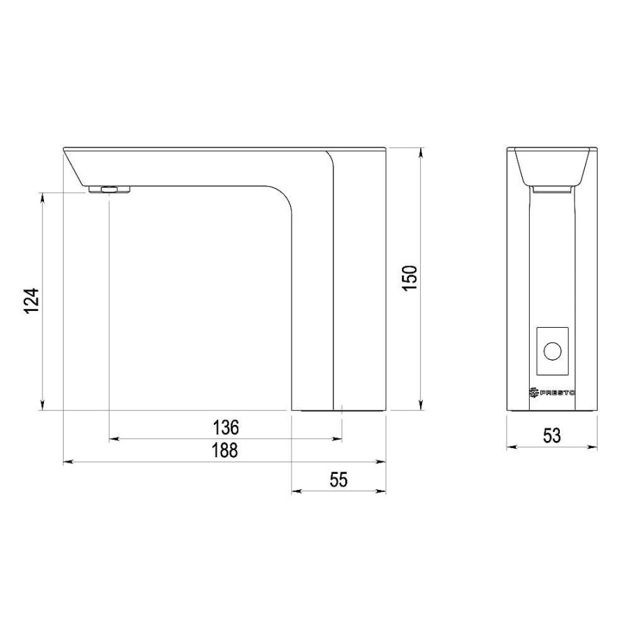 Grifer A De Ba O Presto Iberica | Grifo Temporizado Lavabo Un Agua Repisa Por Sensor Accionamiento Mediante Sensor. Presto Xt Elec L P1178000 Presto Iberica