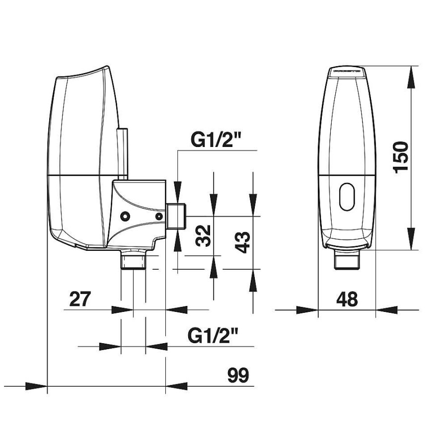 Grifer A De Ba O Presto Iberica | Grifo Temporizado Urinario Sensor Visto Accionamiento Mediante Sensor. Presto 8400 Nuevo 55371 Presto Iberica