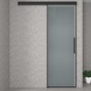 Mamparas Futurbaño | Puerta De Paso Corredera Cristal Traslucido Y Perfil Aluminio Negro Mate Factory Futurba O