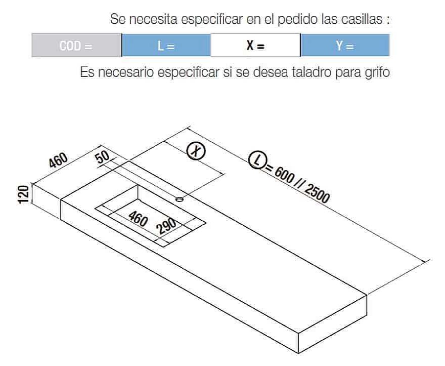 Encimeras Salgar | Encimera De Un Seno Integrado 46 Cm Profundidad Compakt Salgar