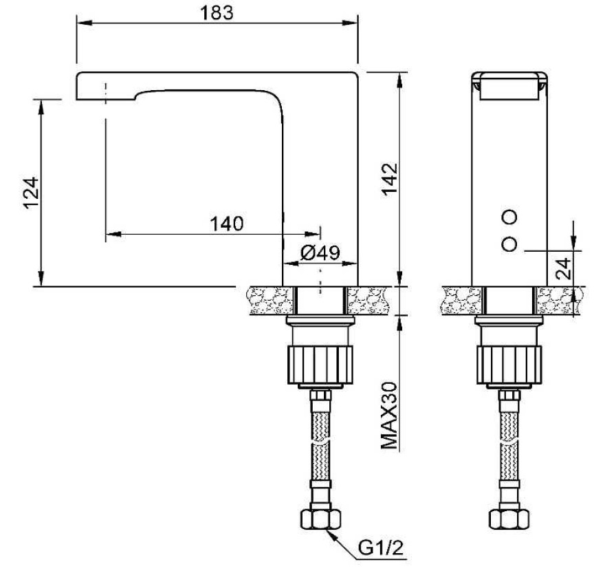 Grifer A De Ba O Nofer | Grifo Electr Nico Un Agua Para Lavabo Acabado Negro Caudal Estandar 07260.N Nofer