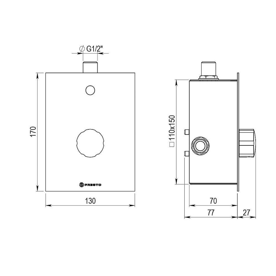 Grifer A De Ba O Presto Iberica | Grifo Temporizado Ducha Mezclador Mural Por Sensor Accionamiento Mediante Sensor. Presto Domo Sensia Dm 79311 Presto Iberica