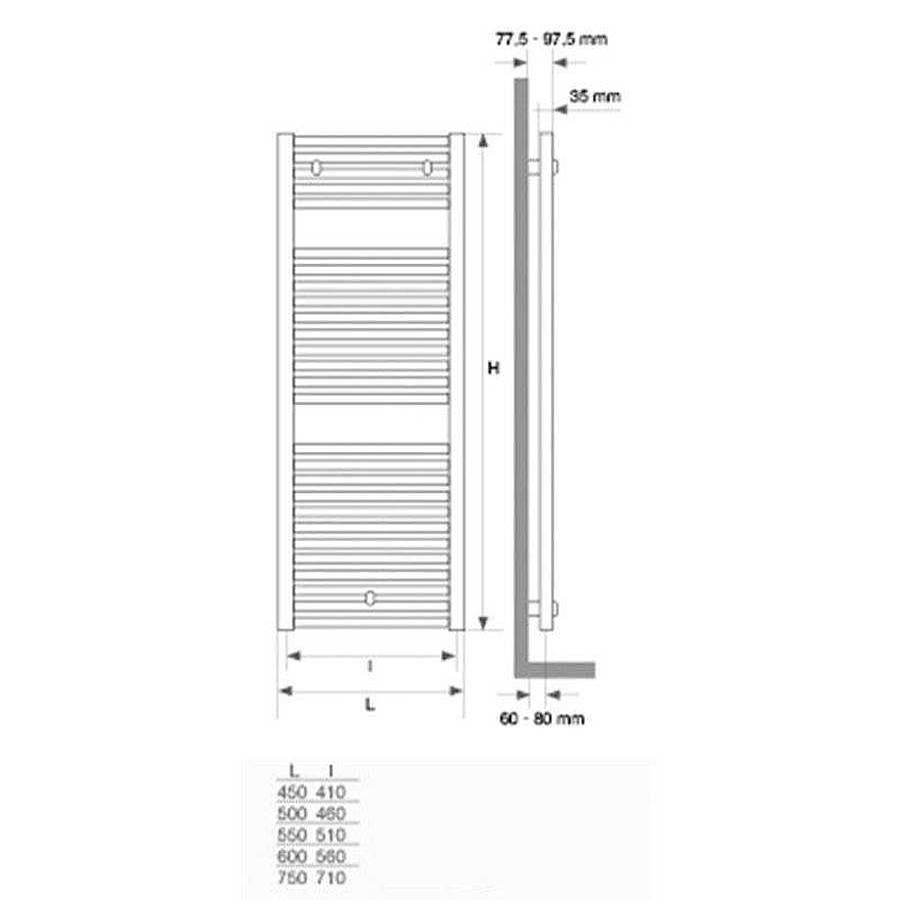 Radiadores Y Seca Toallas Mithos | Radiador Toallero Negro Gamma Mithos