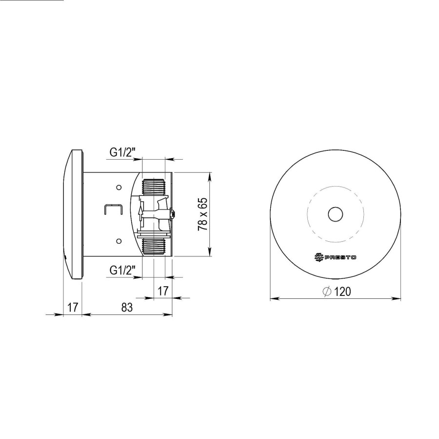 Grifer A De Ba O Presto Iberica | Grifo Temporizado Ducha Un Agua Mural Por Sensor Accionamiento Mediante Sensor. Presto Domo Sensia D 79301 Presto Iberica