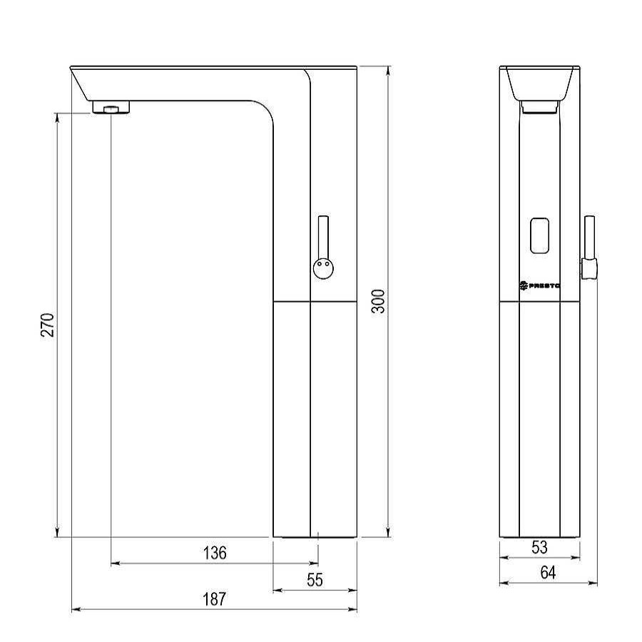 Grifer A De Ba O Presto Iberica | Grifo Electr Nico Temporizado Sensor Para Lavabo Mezclador Presto Xt Elec Lm Alto Presto