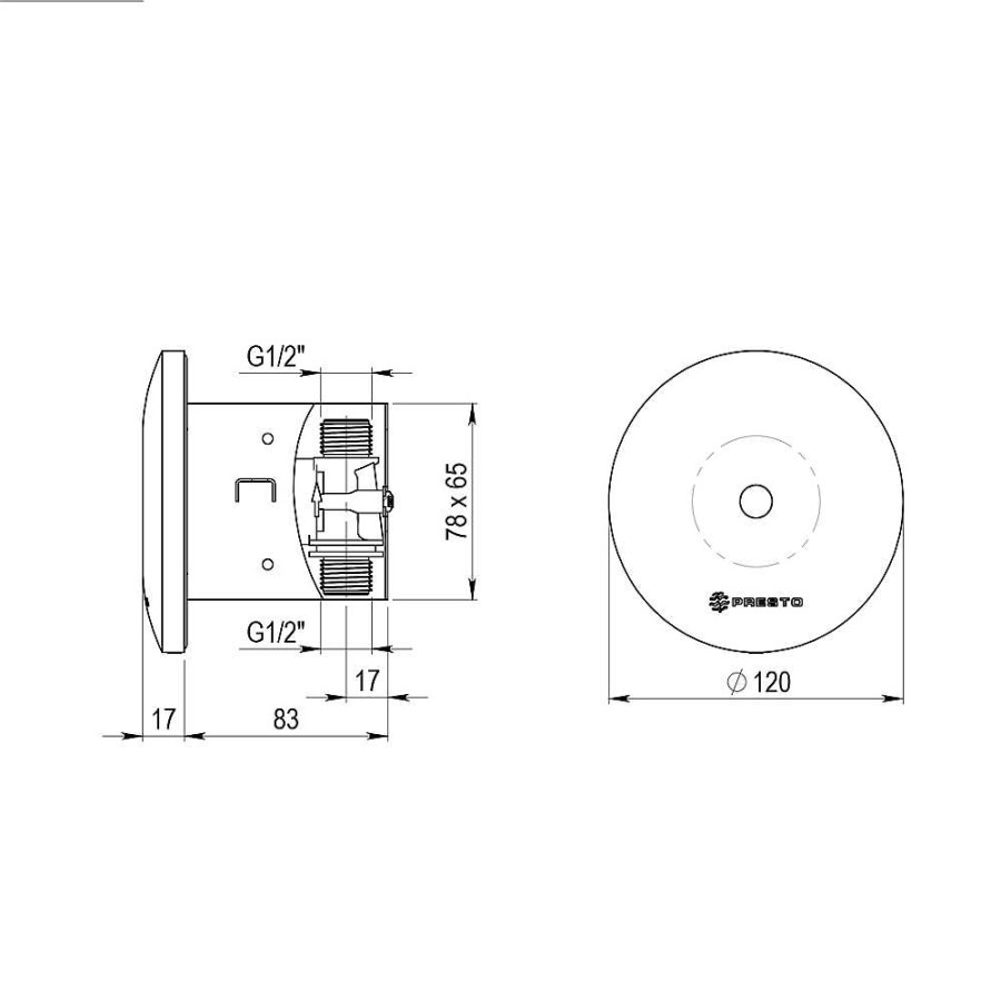 Grifer A De Ba O Presto Iberica | Grifo Temporizado Urinario Sensor Empotrado Accionamiento Mediante Sensor. Presto Domo Sensia Ue 79601 Presto Iberica