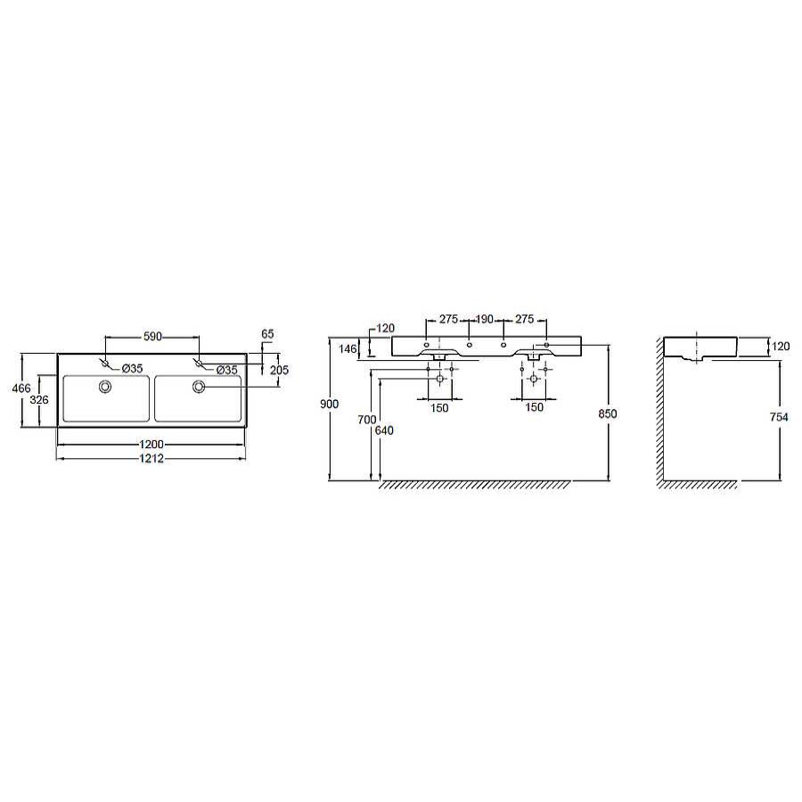 Encimeras Jacob Delafon | Lavabo Doble Seno 120 Cm Vivienne Jacob Delafon