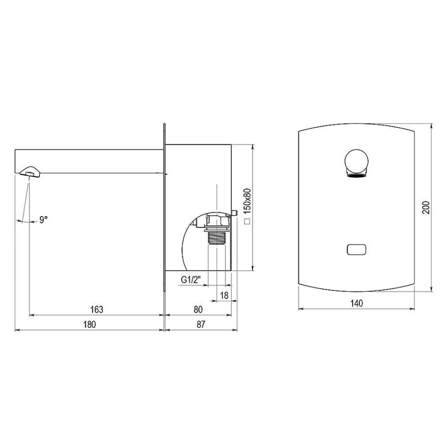 Grifer A De Ba O Presto Iberica | Grifo Temporizado Lavabo Un Agua Mural Por Sensor Accionamiento Mediante Sensor. Presto Domo Sensia P 79221 Presto Iberica