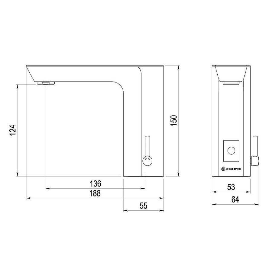 Grifer A De Ba O Presto Iberica | Grifo Electr Nico Lavabo Mezclador Repisa Accionamiento Mediante Sensor Presto Xt Elec Lm Pila Blanco P1178100 Presto Iberica