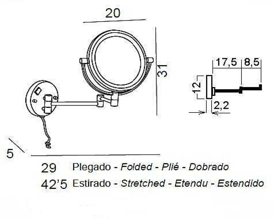 Espejos De Ba O Manillons Torrent | Espejo Aumento 5X Pared Negro Mate Modelo Combis 6348081 Manillons Torrent