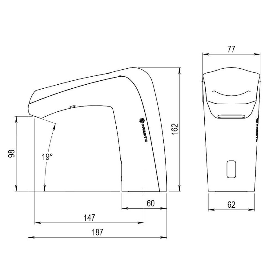 Grifer A De Ba O Presto Iberica | Grifo Temporizado Lavabo Un Agua Repisa Por Sensor Accionamiento Mediante Sensor. Presto Domo Sensia L 79011 Presto Iberica