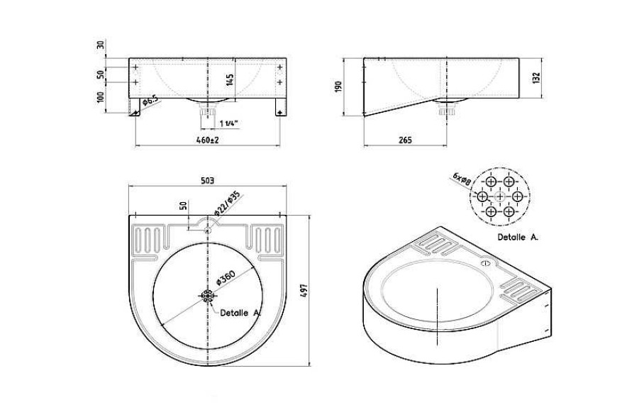 Sanitarios Acero Inox PrestoEquip | Lavabo Prestosan Inox Bol Prestoequip 88811