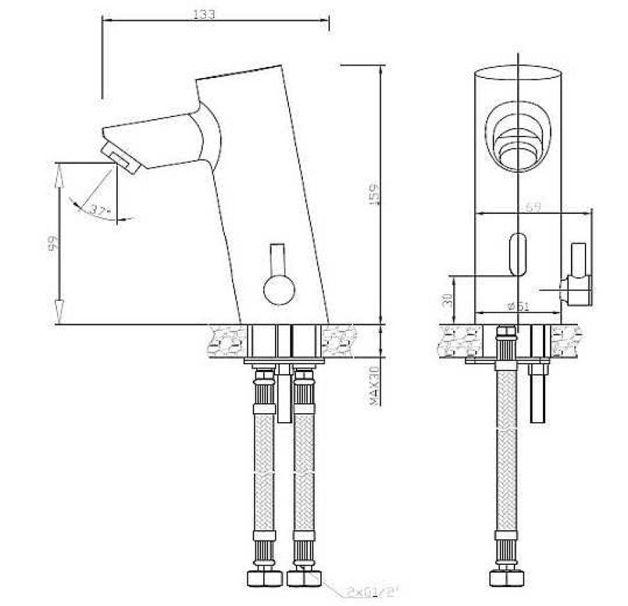 Grifer A De Ba O Nofer | Grifo Mezclador Electr Nico Encimera Negro Caudal Leed 07261M.Ln Nofer