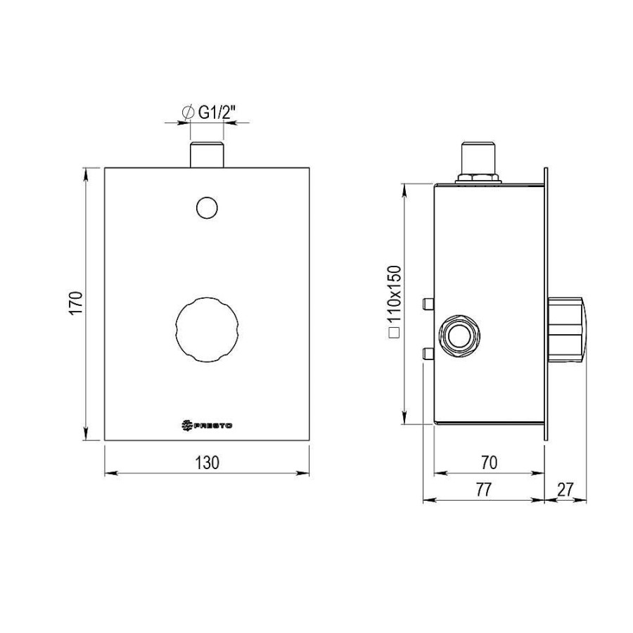 Grifer A De Ba O Presto Iberica | Grifo Temporizado Ducha Mezclador Mural Por Sensor Accionamiento Mediante Sensor. Presto Domo Sensia Dm 79310 Presto Iberica