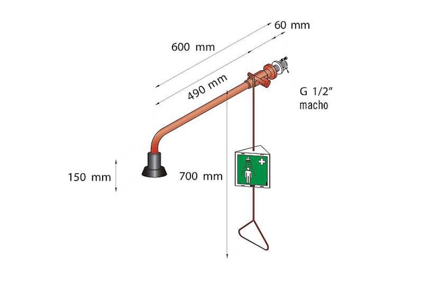 Seguridad Y Protecci N PrestoEquip | Ducha De Emergencia Montaje Mural Prestoequip 85754