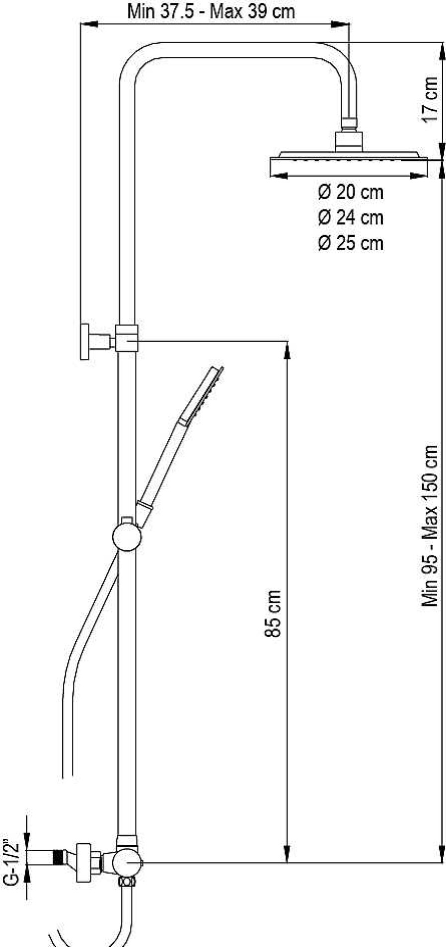 Columnas De Ducha Aquagrif AQG | Columna De Ducha Wind Blu Rd Con Termost Tica, Rociador Acero Inoxidable Aisi304 De 25 Cm. 20Wbr25Esc02 Aqg