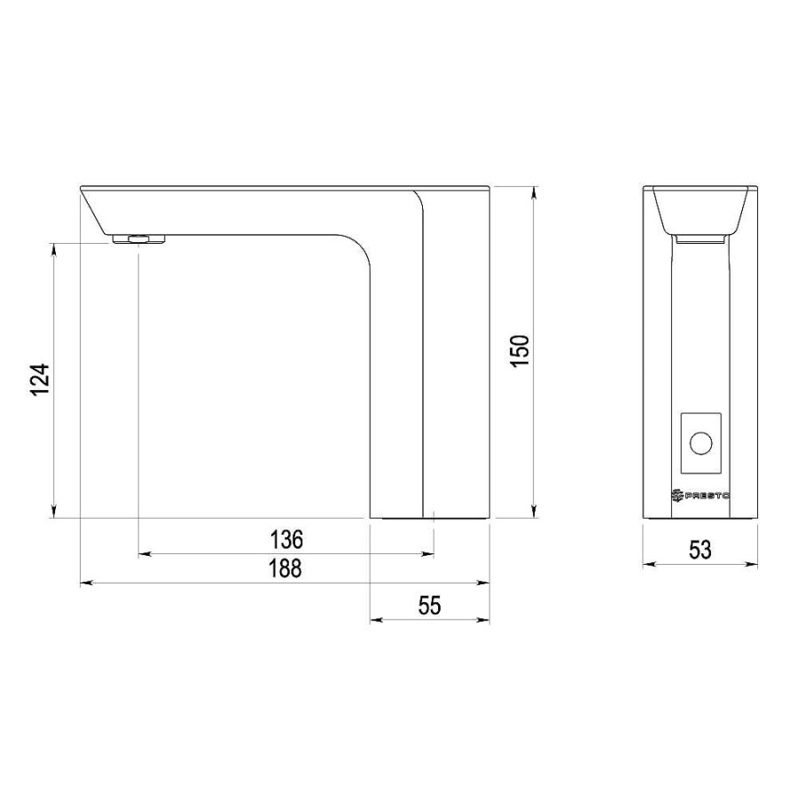 Grifer A De Ba O Presto Iberica | Grifo Temporizado Lavabo Un Agua Repisa Por Sensor Accionamiento Mediante Sensor. Presto Xt Elec L P1678001 Presto Iberica