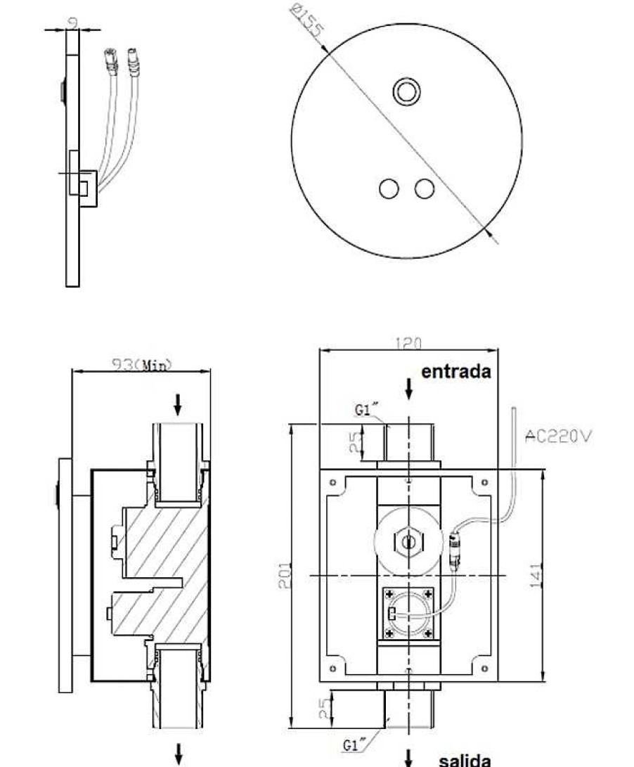 Grifer A De Ba O Nofer | Fluxor Inodoro Electr Nico Con Opcion Manual, Instalaci N Empotrada 07292.B Nofer