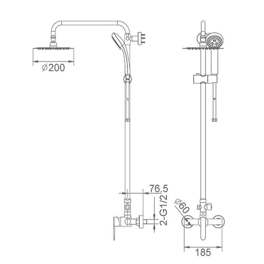 Columnas De Ducha Imex Products | Columna De Ducha Negra Roma Imex Bdr001/Ng