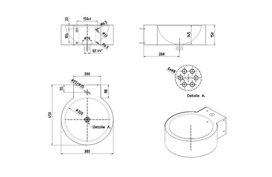 Sanitarios Acero Inox PrestoEquip | Lavabo Prestosan Inox Circo Prestoequip 88847