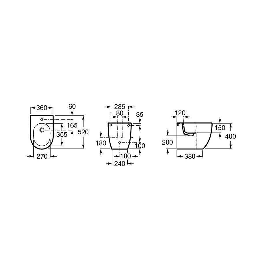 Bidet Roca | Bide De Porcelana Compacto Adosado A Pared Roca Meridian