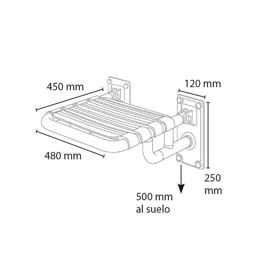 Accesibilidad PrestoEquip | Asiento De Apoyo Ducha Abatible Mural Nylon Prestoequip 89210