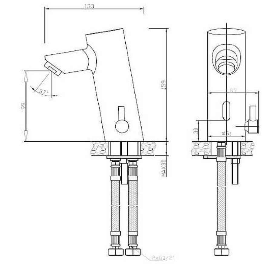 Grifer A De Ba O Nofer | Grifo Mezclador Electr Nico Encimera Negro Caudal Est Ndar 07261M.N Nofer